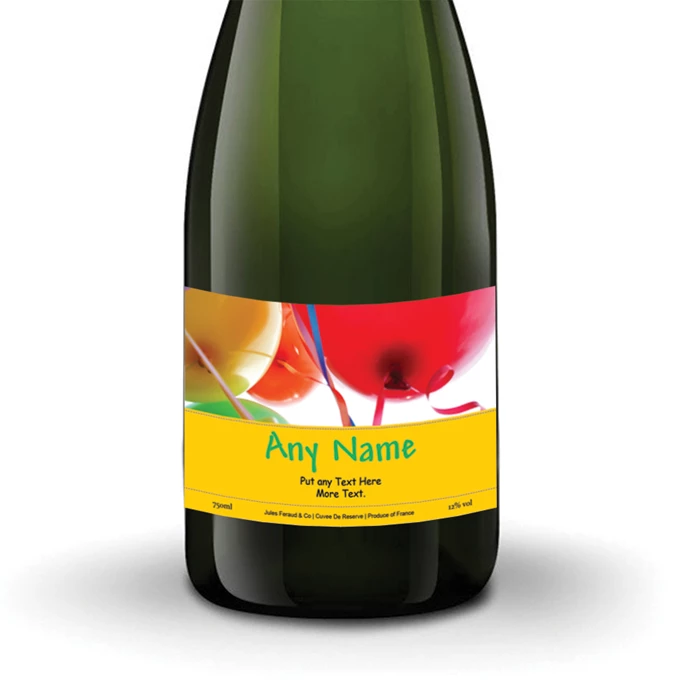 Personalised Champagne - Birthday Balloons Label - Delivered to Your Door